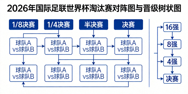 2026年国际足联世界杯淘汰赛对阵图与晋级树状图
