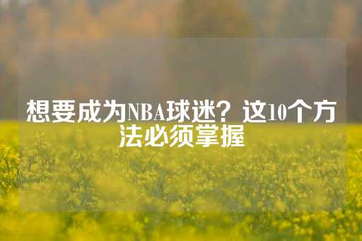 想要成为NBA球迷？这10个方法必须掌握