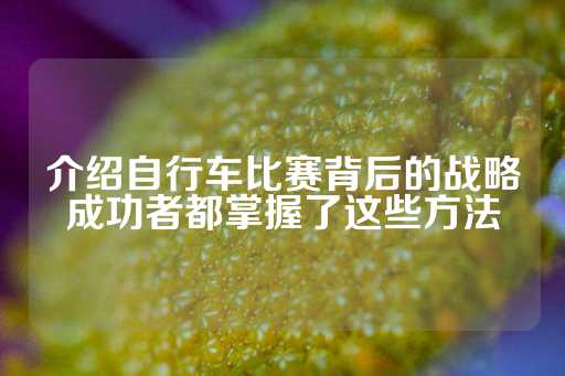 介绍自行车比赛背后的战略成功者都掌握了这些方法-第1张图片-皇冠信用盘出租